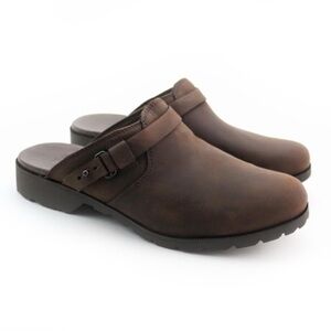 Teva Delavina Mule Brown Leather Clog Buckle Size 7.5